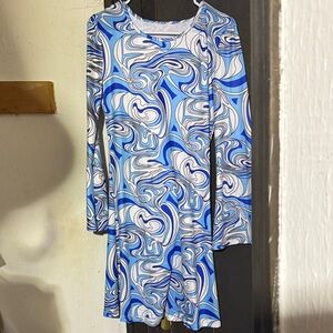 Blue and White Swirl Pattern Dress